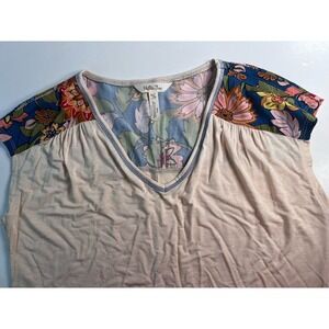 Matilda Jane Sleeveless Top Size XS Stretchy Summer Flowers‎ On Beige
